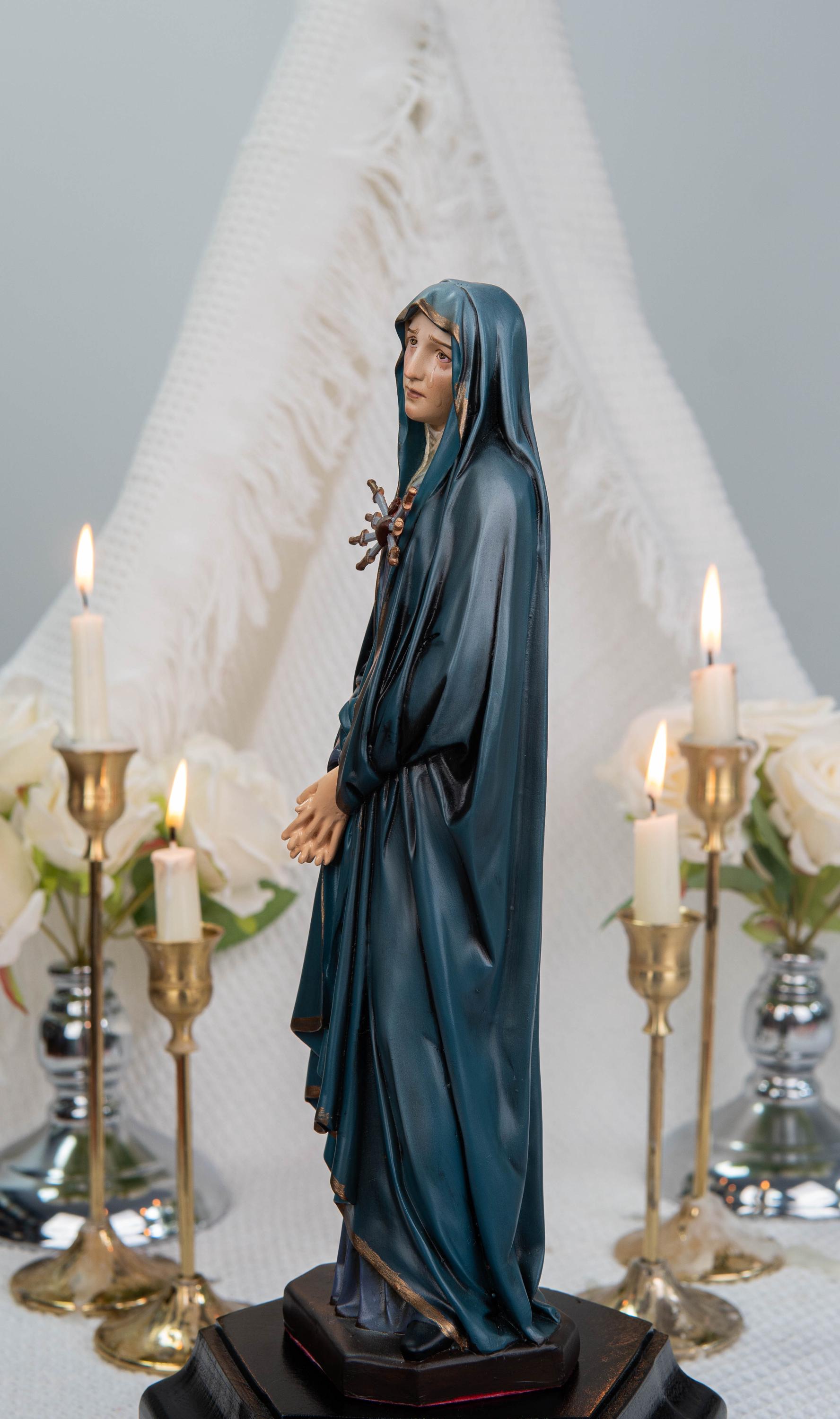 Premium Hand-Painted Catholic Statue Set: Our Lady of Sorrows & St John Apostle