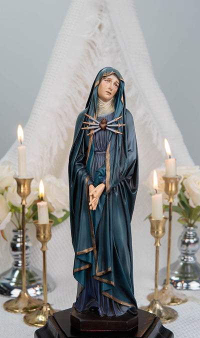 Premium Hand-Painted Catholic Statue Set: Our Lady of Sorrows & St John Apostle