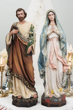 Hand-Painted Our Lady of Lourdes Statue 15.8" –Virgin Mary Prayer Figurine, Catholic Gifts, Blessed Mother Statue, Catholic Home Altar Decor