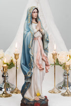 Hand-Painted Our Lady of Lourdes Statue 15.8" –Virgin Mary Prayer Figurine, Catholic Gifts, Blessed Mother Statue, Catholic Home Altar Decor