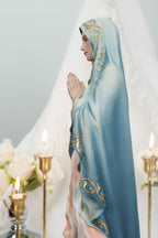 Hand-Painted Our Lady of Lourdes Statue 15.8" –Virgin Mary Prayer Figurine, Catholic Gifts, Blessed Mother Statue, Catholic Home Altar Decor