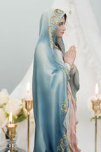 Hand-Painted Our Lady of Lourdes Statue 15.8" –Virgin Mary Prayer Figurine, Catholic Gifts, Blessed Mother Statue, Catholic Home Altar Decor