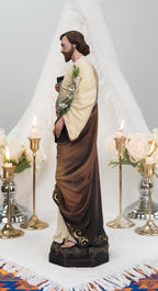 Hand-Painted St. John Apostle Statue 16.5" with Lilies – Catholic Statue with Lilies, Religious Figurine, Catholic Gift, Home Altar Decor