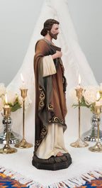 Hand-Painted St. John Apostle Statue 16.5" with Lilies – Catholic Statue with Lilies, Religious Figurine, Catholic Gift, Home Altar Decor
