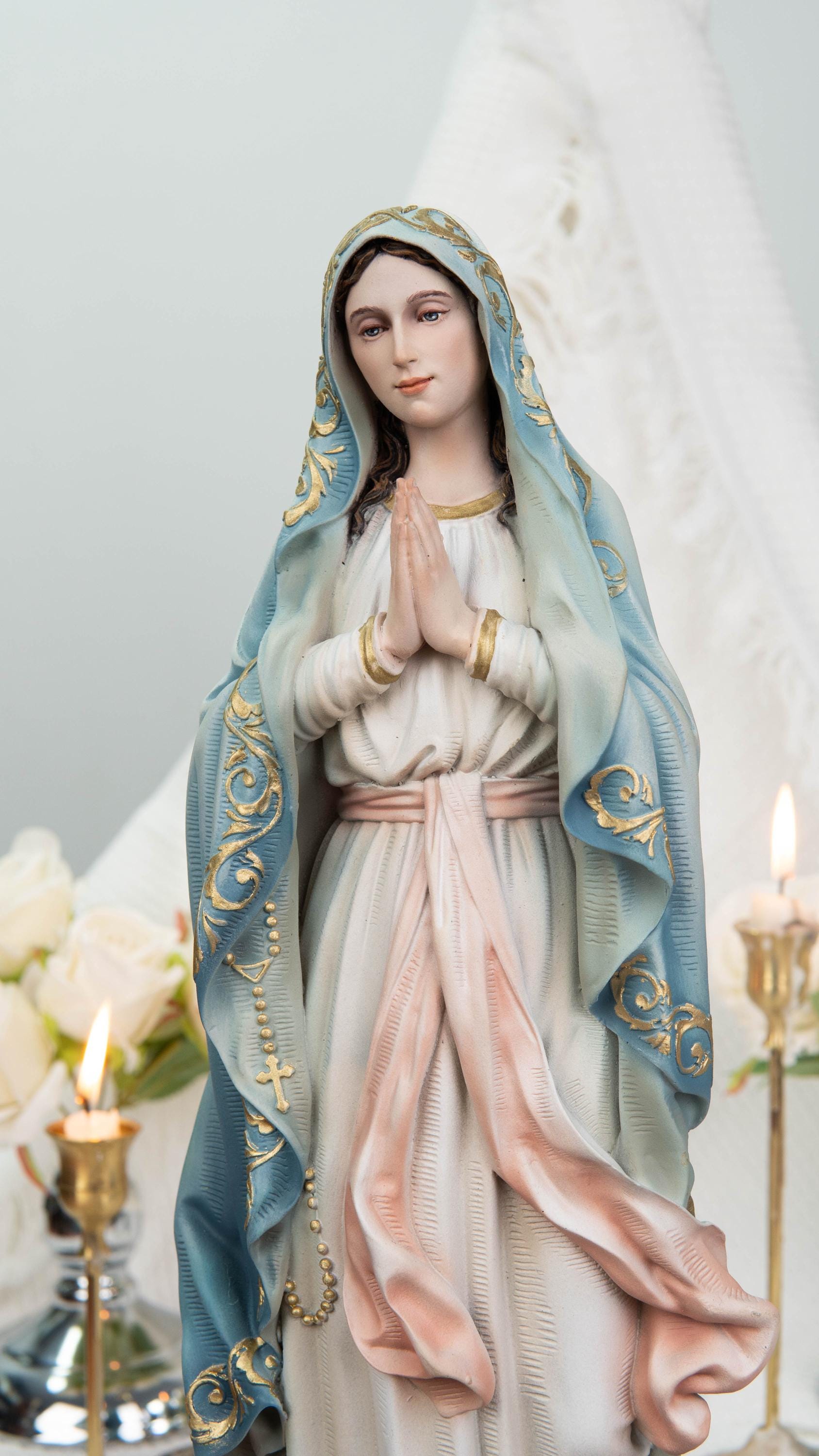 Catholic Statue Set: Our Lady of Sorrows & St John Apostle, Religious Figurines, Catholic Home Decor, Altar Decor, Catholic Gifts Women