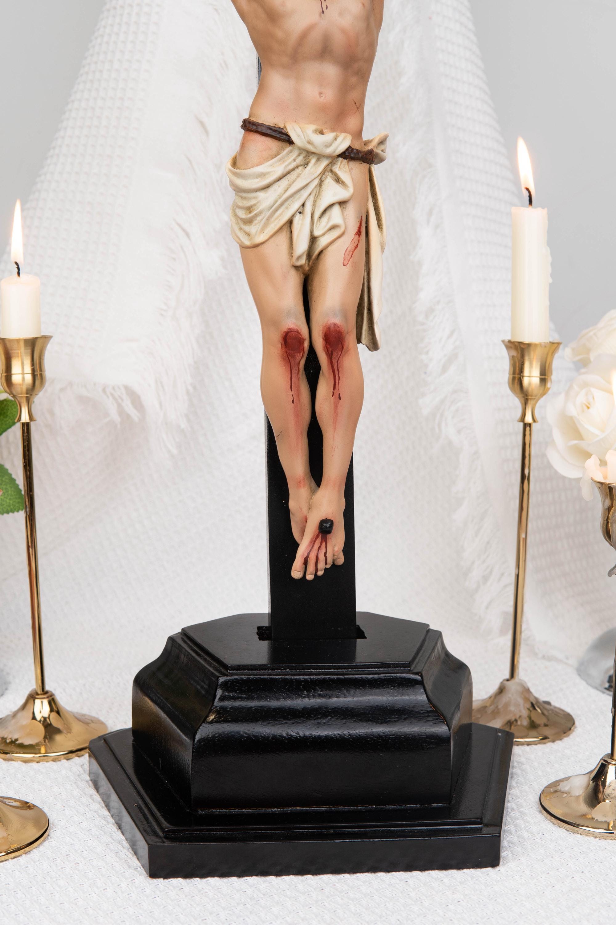 Hand-Painted Crucifix Statue – Jesus on the Cross, Jesus Christ Crucifix, Catholic Gift for Women, Catholic Religious Gift,Prayer Room Decor