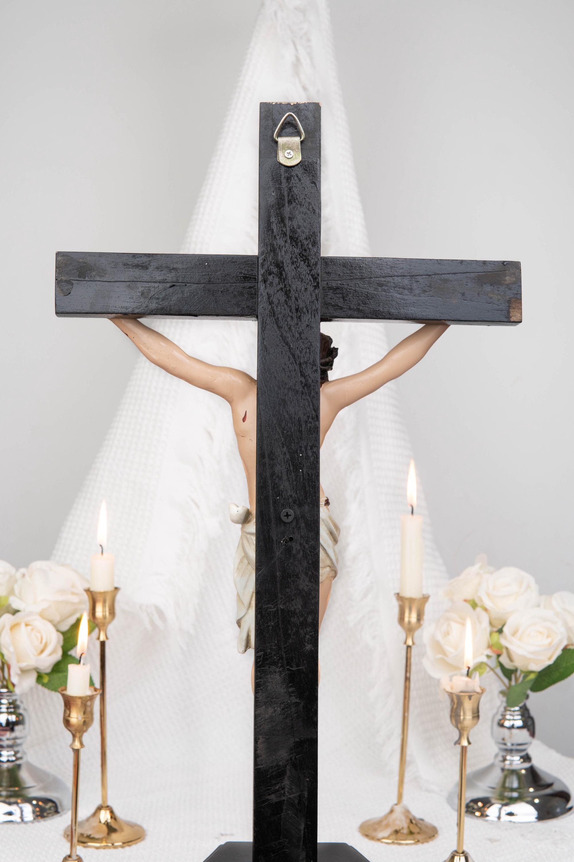 Catholic Home Altar Statue Set - Jesus Crucifix Cross with Saint Joseph and Virgin Mary, Home Altar Decor, Catholic Gift for Women,