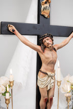 Catholic Home Altar Statue Set - Jesus Crucifix Cross with Saint Joseph and Virgin Mary, Home Altar Decor, Catholic Gift for Women,