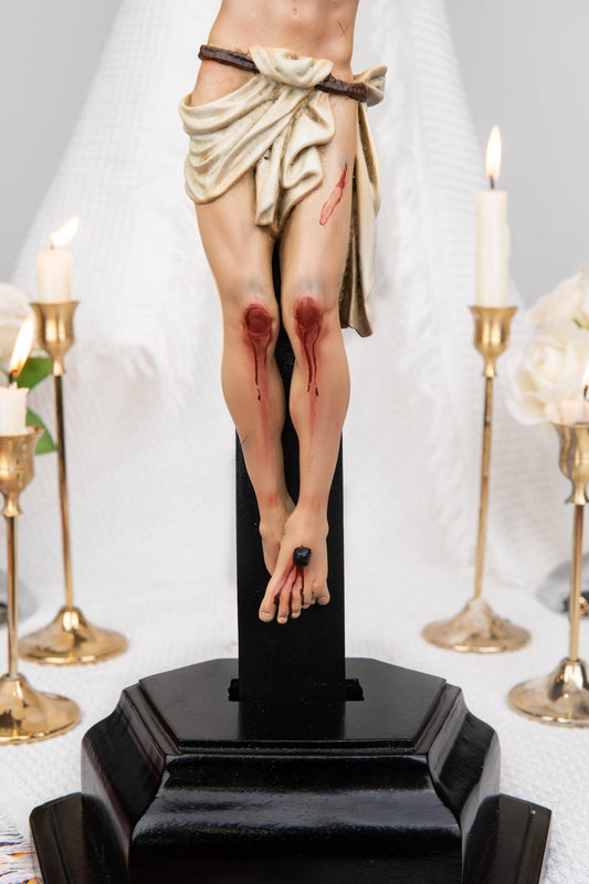 Catholic Calvary Statue Set - Jesus on the Cross with Our Lady of Sorrows and Saint John, Hand-Painted Religious Gift, Catholic Decor