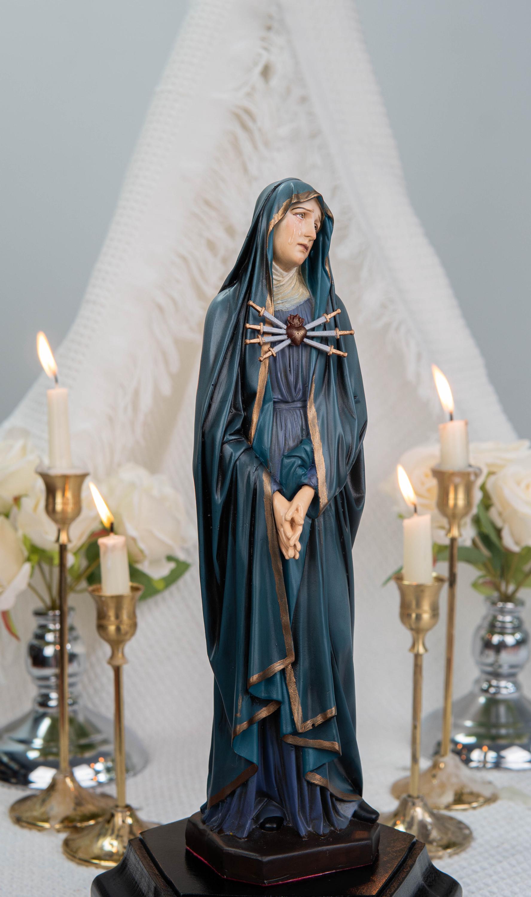 Catholic Calvary Statue Set - Jesus on the Cross with Our Lady of Sorrows and Saint John, Hand-Painted Religious Gift, Catholic Decor