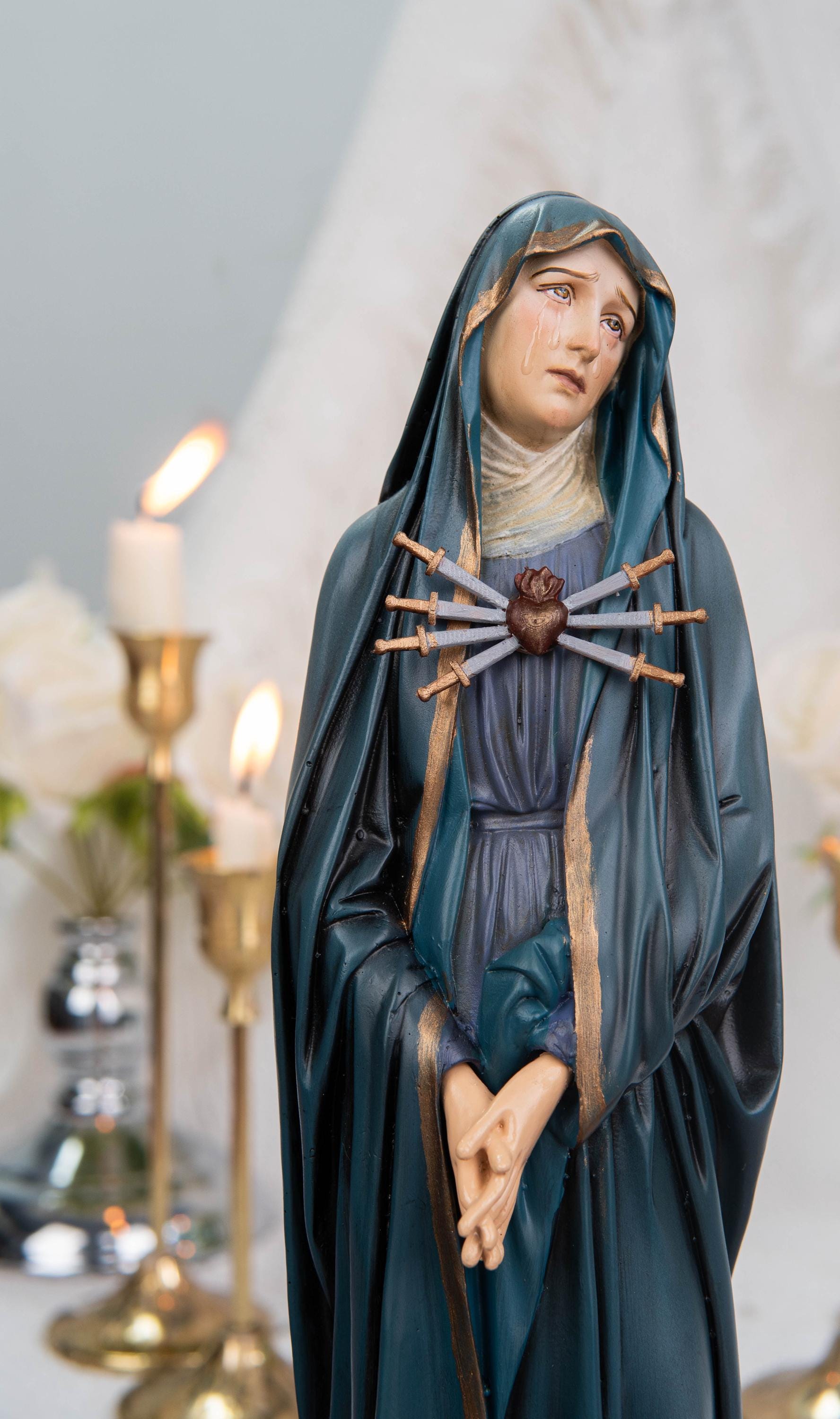 Catholic Calvary Statue Set - Jesus on the Cross with Our Lady of Sorrows and Saint John, Hand-Painted Religious Gift, Catholic Decor