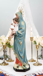 Hand-Painted Virgin Mary with Child Jesus Statue 15.8"–Madonna and Child Figurine, Catholic Home Decor, Catholic Gifts for Women,Mary Statue