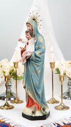 Hand-Painted Virgin Mary with Child Jesus Statue 15.8"–Madonna and Child Figurine, Catholic Home Decor, Catholic Gifts for Women,Mary Statue