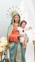 Hand-Painted Virgin Mary with Child Jesus Statue 15.8"–Madonna and Child Figurine, Catholic Home Decor, Catholic Gifts for Women,Mary Statue