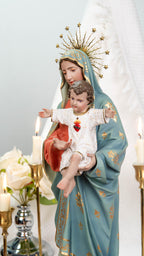 Hand-Painted Virgin Mary with Child Jesus Statue 15.8"–Madonna and Child Figurine, Catholic Home Decor, Catholic Gifts for Women,Mary Statue