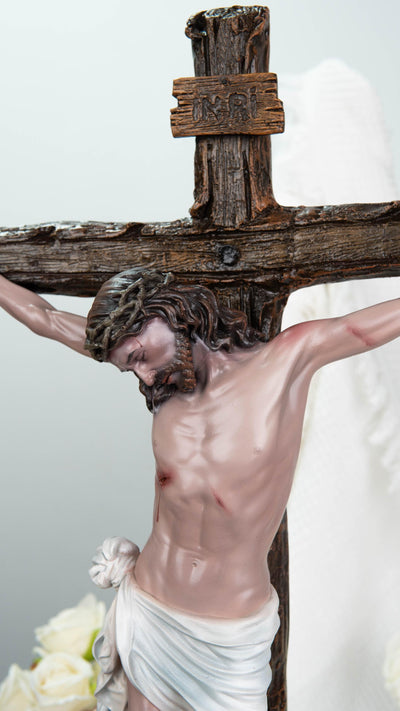Holy Family Prayer Statue Set -Jesus Crucifix, Saint Joseph, Virgin Mary, Catholic Home Altar Decor Gift, Christian Prayer Room Decor