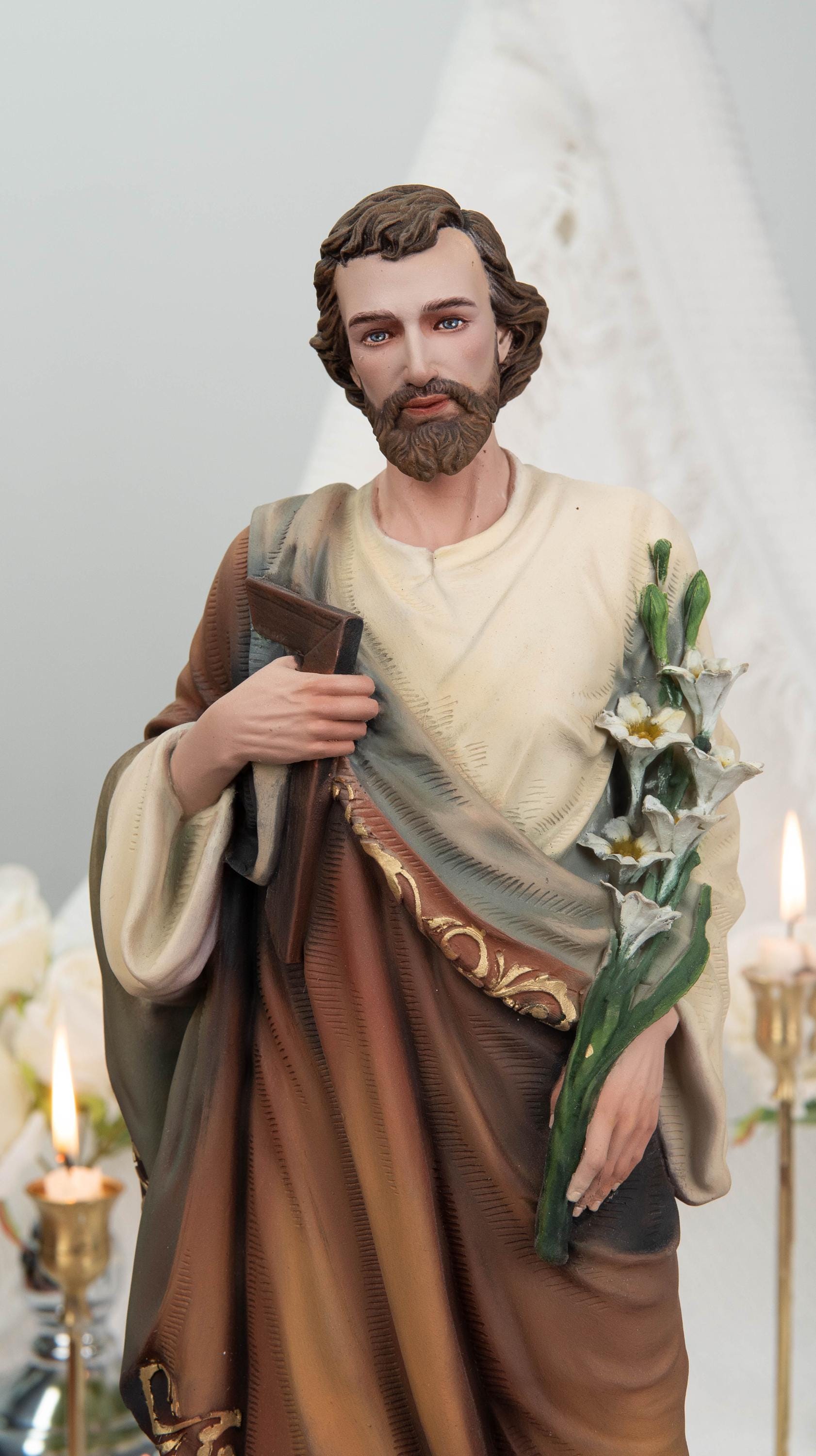 Holy Family Prayer Statue Set -Jesus Crucifix, Saint Joseph, Virgin Mary, Catholic Home Altar Decor Gift, Christian Prayer Room Decor