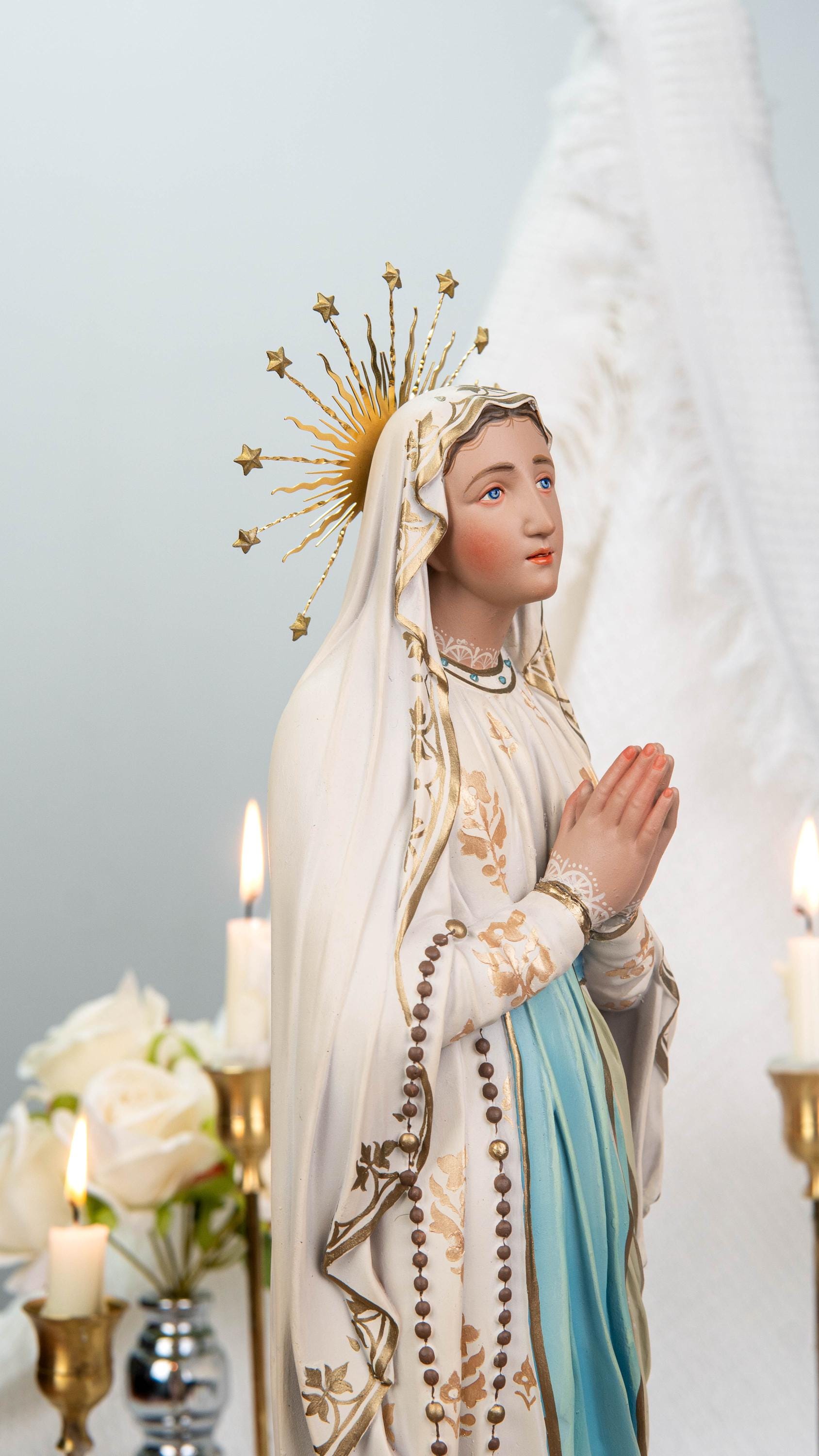 Hand-Painted Our Lady of Lourdes Statue 15.8"