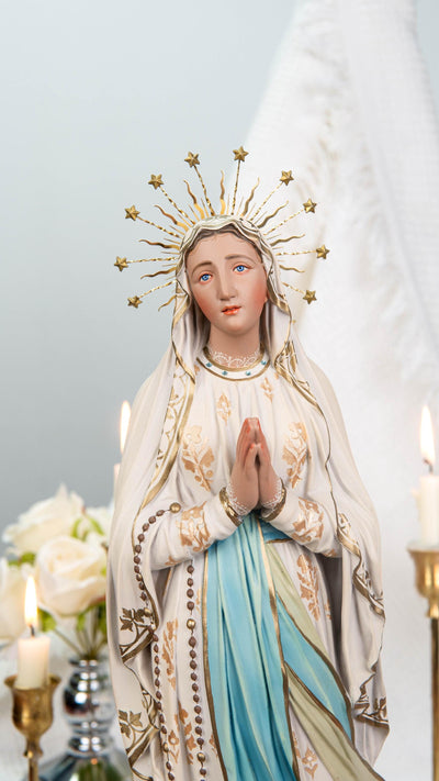 Hand-Painted Our Lady of Lourdes Statue 15.8"