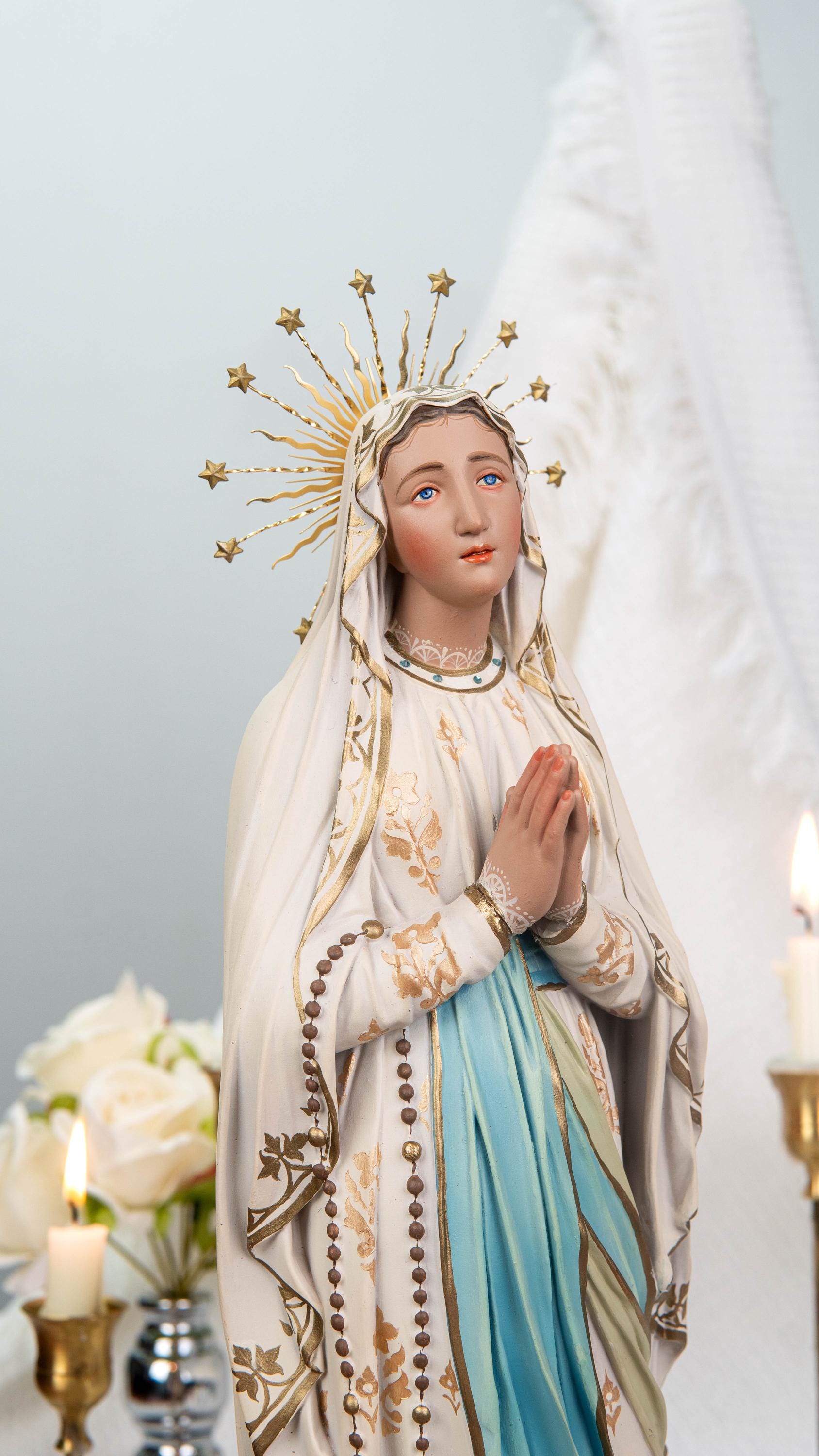 Hand-Painted Our Lady of Lourdes Statue 15.8"