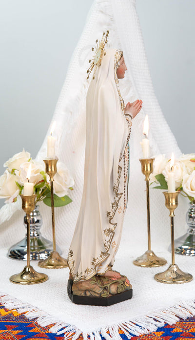 Hand-Painted Our Lady of Lourdes Statue 15.8"