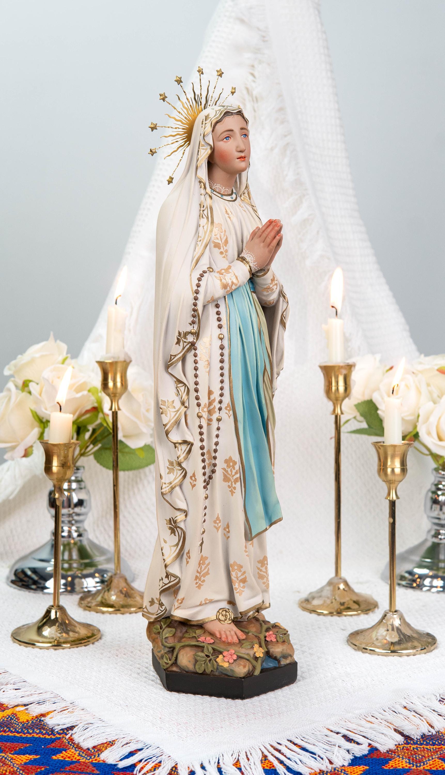Hand-Painted Our Lady of Lourdes Statue 15.8"