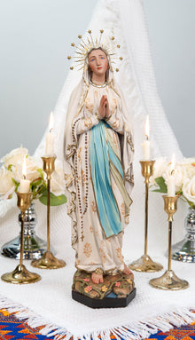Our Lady of Lourdes Statue 15.8" - Virgin Mary Statue with Rosary, Catholic Home Decor, Marian Gift, Religious Gift for Women, Mary Statue