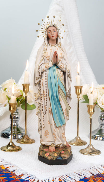 Hand-Painted Our Lady of Lourdes Statue 15.8"