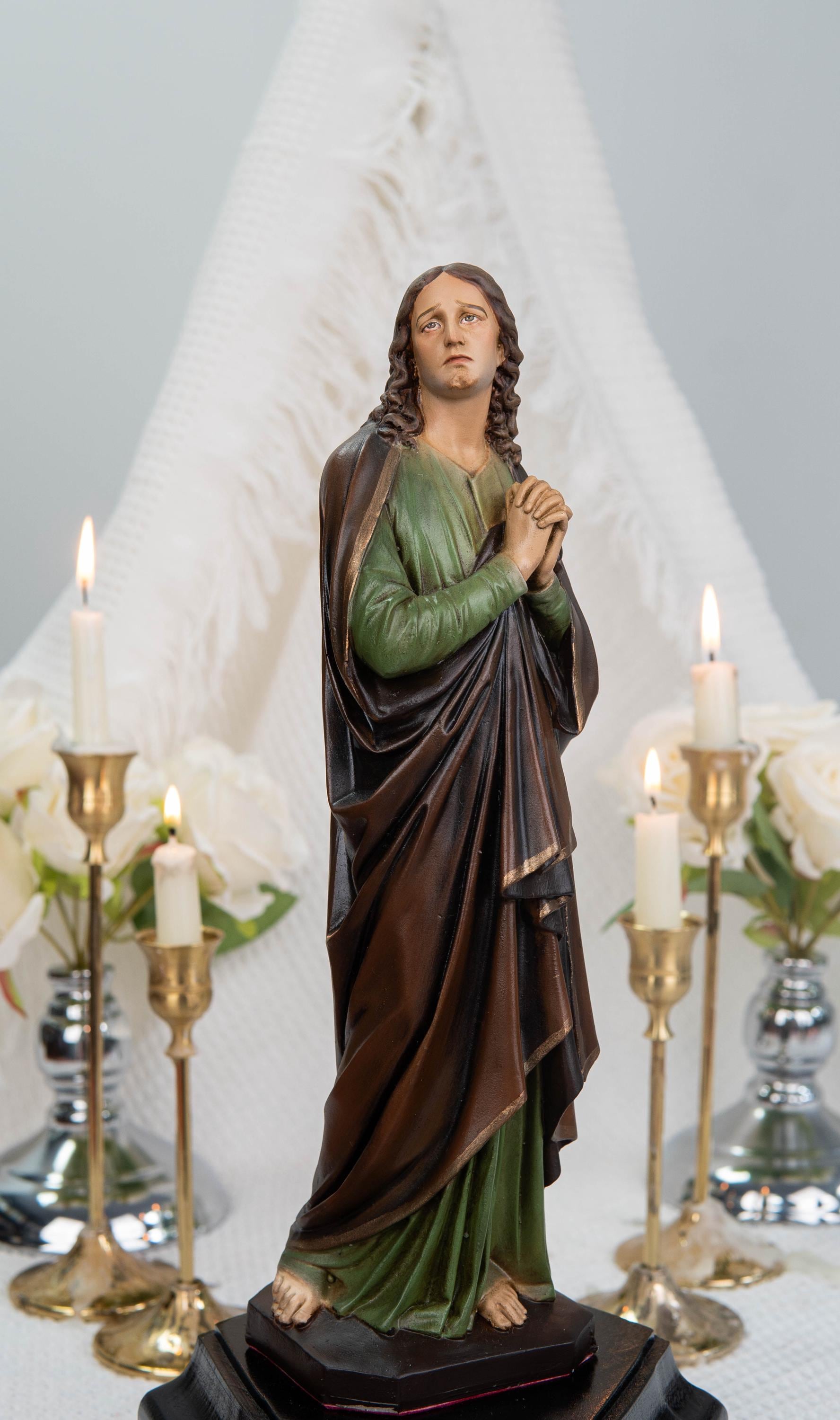 Catholic Statue Set Premium Hand-Painted: St John Apostle & Mater Dolorosa with Seven Swords, Catholic Statue Pair, Home Altar Decor