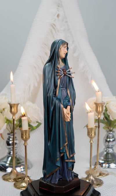 Premium Hand-Painted Catholic Statue Set: Our Lady of Sorrows & St John Apostle