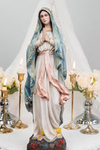 Hand-Painted Our Lady of Lourdes Statue 15.8" –Virgin Mary Prayer Figurine, Catholic Gifts, Blessed Mother Statue, Catholic Home Altar Decor