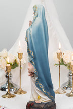 Hand-Painted Our Lady of Lourdes Statue 15.8" –Virgin Mary Prayer Figurine, Catholic Gifts, Blessed Mother Statue, Catholic Home Altar Decor