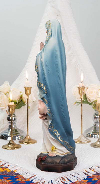 Hand-Painted Our Lady of Lourdes Statue 15.8" –Virgin Mary Prayer Figurine, Catholic Gifts, Blessed Mother Statue, Catholic Home Altar Decor