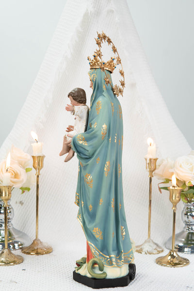 Hand-Painted Virgin Mary with Child Jesus Statue 15.8"–Madonna and Child Figurine, Catholic Home Decor, Catholic Gifts for Women,Mary Statue