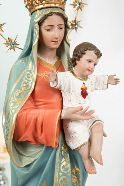 Hand-Painted Virgin Mary with Child Jesus Statue 15.8"–Madonna and Child Figurine, Catholic Home Decor, Catholic Gifts for Women,Mary Statue