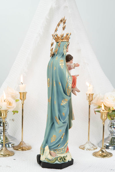 Hand-Painted Virgin Mary with Child Jesus Statue 15.8"–Madonna and Child Figurine, Catholic Home Decor, Catholic Gifts for Women,Mary Statue