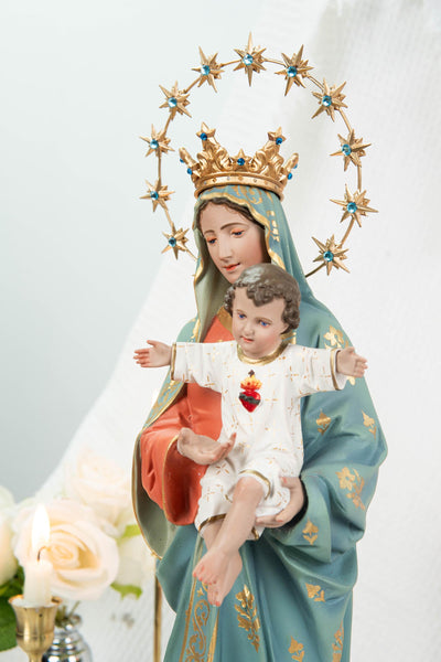 Hand-Painted Virgin Mary with Child Jesus Statue 15.8"–Madonna and Child Figurine, Catholic Home Decor, Catholic Gifts for Women,Mary Statue