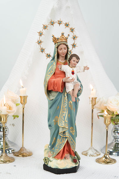 Hand-Painted Virgin Mary with Child Jesus Statue 15.8"–Madonna and Child Figurine, Catholic Home Decor, Catholic Gifts for Women,Mary Statue