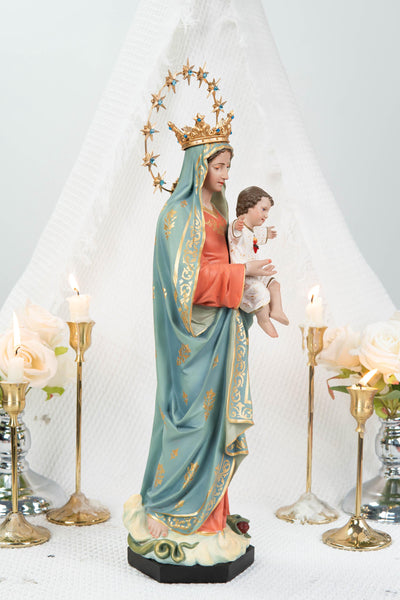 Hand-Painted Virgin Mary with Child Jesus Statue 15.8"–Madonna and Child Figurine, Catholic Home Decor, Catholic Gifts for Women,Mary Statue