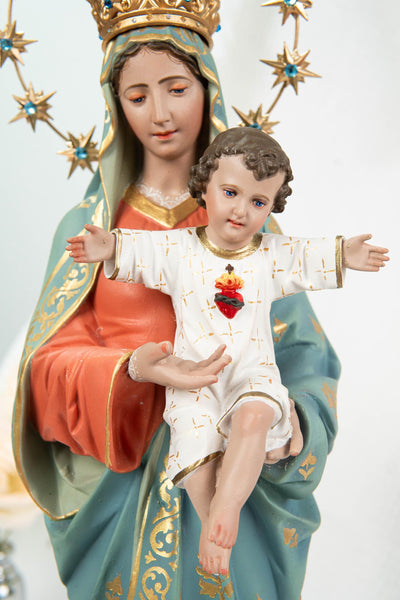 Hand-Painted Virgin Mary with Child Jesus Statue 15.8"–Madonna and Child Figurine, Catholic Home Decor, Catholic Gifts for Women,Mary Statue