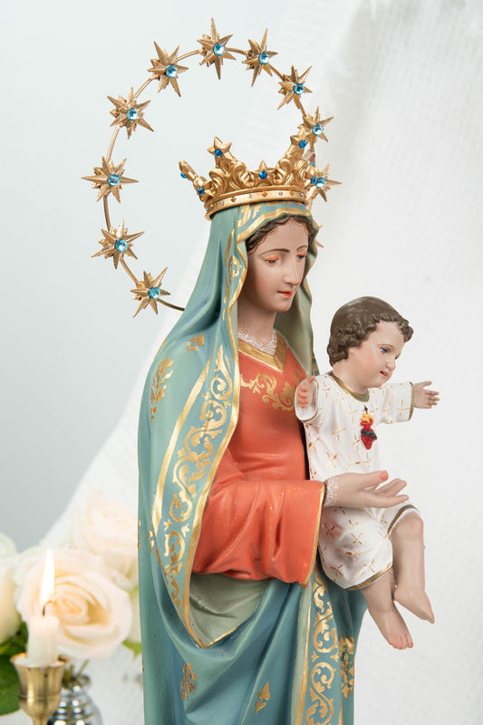 Hand-Painted Virgin Mary with Child Jesus Statue 15.8"–Madonna and Child Figurine, Catholic Home Decor, Catholic Gifts for Women,Mary Statue