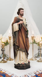 Hand-Painted St. John Apostle Statue 16.5" with Lilies – Catholic Statue with Lilies, Religious Figurine, Catholic Gift, Home Altar Decor