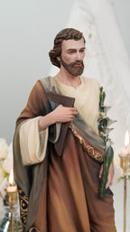 Hand-Painted St. John Apostle Statue 16.5" with Lilies – Catholic Statue with Lilies, Religious Figurine, Catholic Gift, Home Altar Decor