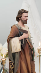 Hand-Painted St. John Apostle Statue 16.5" with Lilies – Catholic Statue with Lilies, Religious Figurine, Catholic Gift, Home Altar Decor