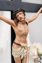 Catholic Calvary Statue Set - Jesus on the Cross with Our Lady of Sorrows and Saint John, Hand-Painted Religious Gift, Catholic Decor