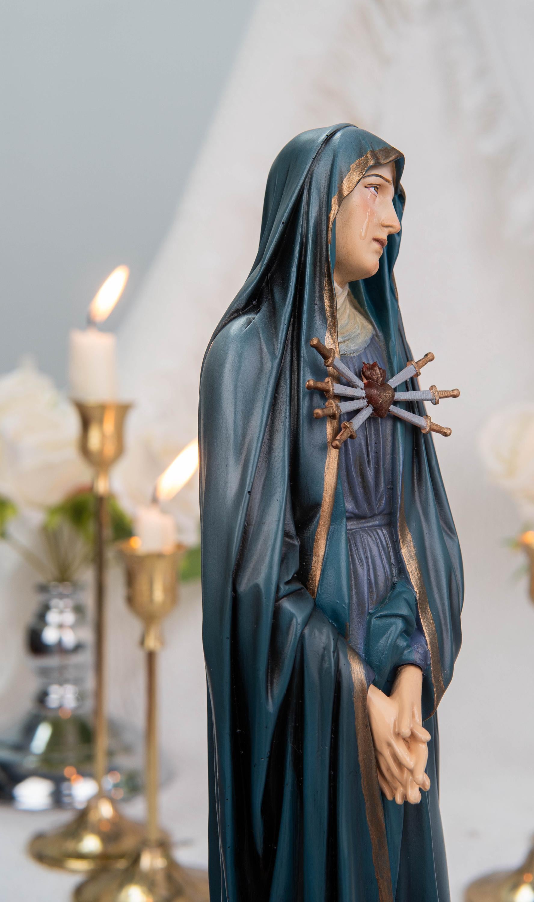 Catholic Calvary Statue Set - Jesus on the Cross with Our Lady of Sorrows and Saint John, Hand-Painted Religious Gift, Catholic Decor