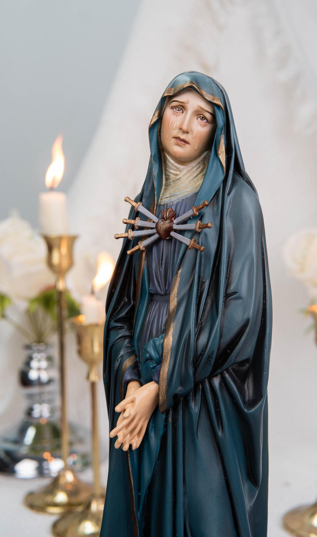 Catholic Calvary Statue Set - Jesus on the Cross with Our Lady of Sorrows and Saint John, Hand-Painted Religious Gift, Catholic Decor
