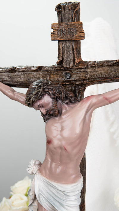 Jesus Crucifix Statue 25.6" – Hand-Painted Catholic Cross, Jesus on the Cross, Religious Decor for Home Altar, Religious Gift for Women