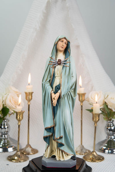 Premium Hand-Painted Catholic Statue Set: Mater Dolorosa with Seven Swords & Saint John Statue, Catholic Gifts Home Altar Decor