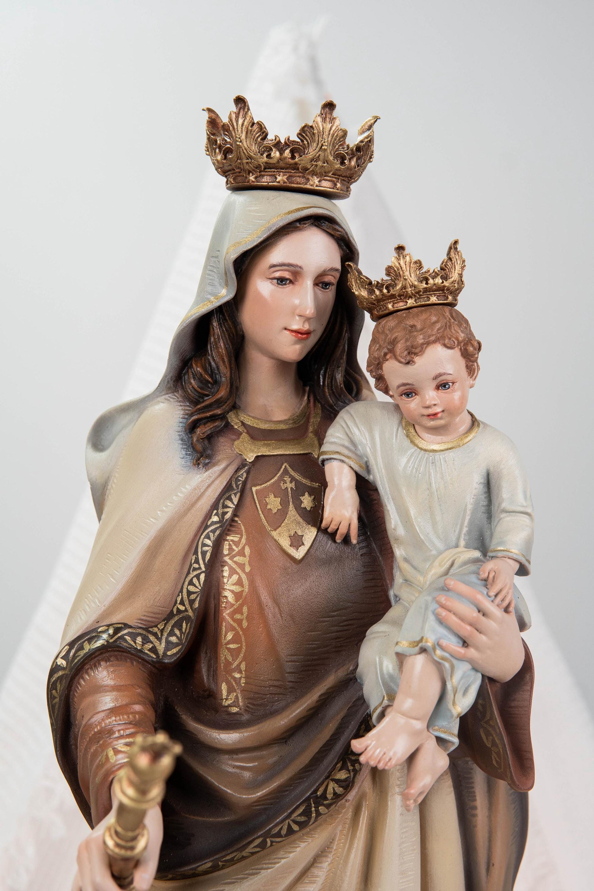 Hand-Painted Our Lady of Mount Carmel Statue with Child Jesus 23.6" –Crowned Virgin Mary Catholic Figurine, Catholic Gift & Home Altar Decor